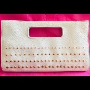NWOT Charming Charlie large cream colored clutch